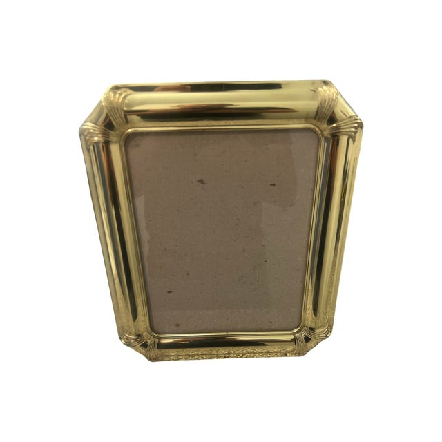 1980s Vintage Postmodern 1980s Art Deco Brass Picture Frame Velvet For Sale - Image 5 of 9