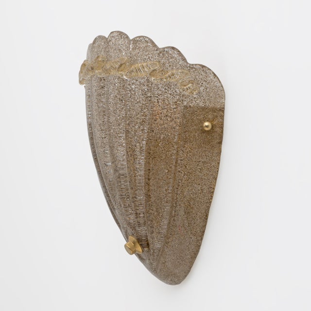 Metal Mid-Century Modern Style Murano Glass Shell Sconces, 1990s, Set of 2 For Sale - Image 7 of 10