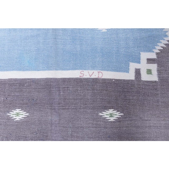 Doris Leslie Blau Vintage Indian Dhurrie - Slate Gray Flatweave Cotton Rug For Sale In New York - Image 6 of 9