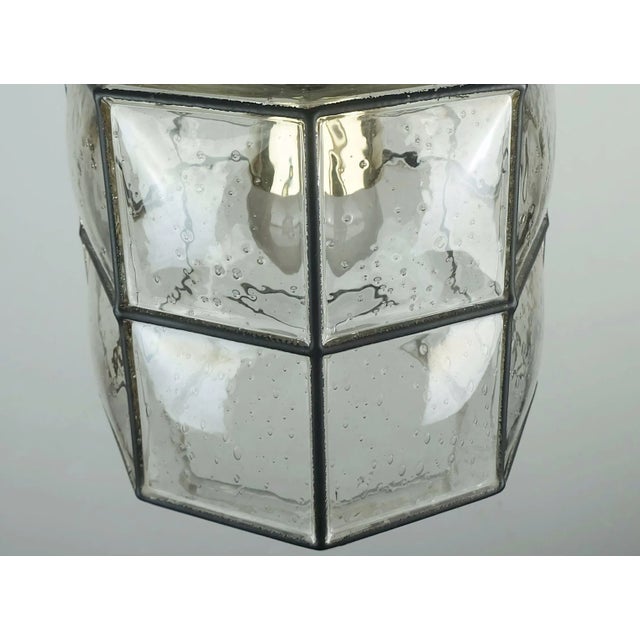 Vintage Brass Pendant Lamp with Clear Glass Shade from Glashütte Limburg, 1960s-1970s For Sale - Image 4 of 11