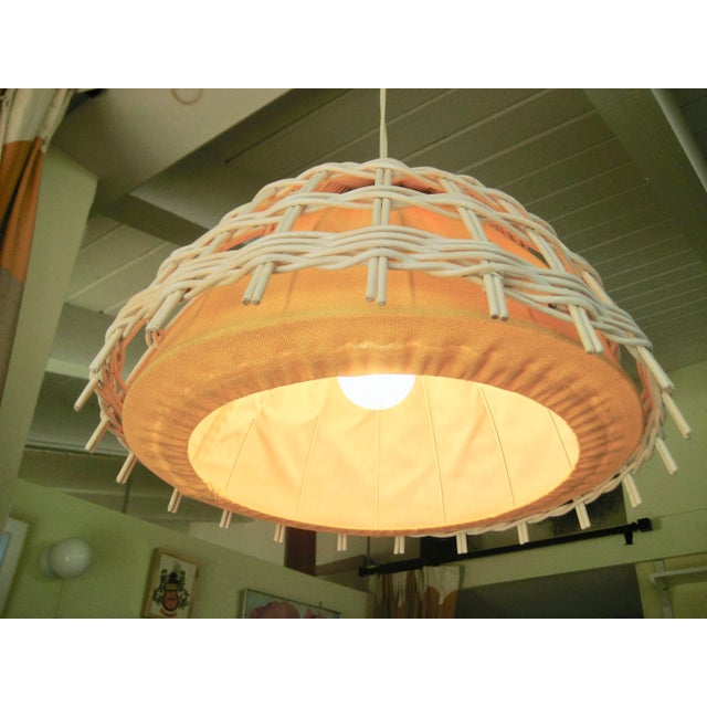 Mid-Century Modern White Wicker Chandelier For Sale - Image 9 of 13