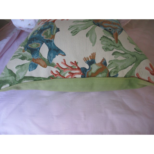 Vintage Coastal Rainbow Fish & Coral Design Feather & Down Throw Pillow For Sale - Image 4 of 8