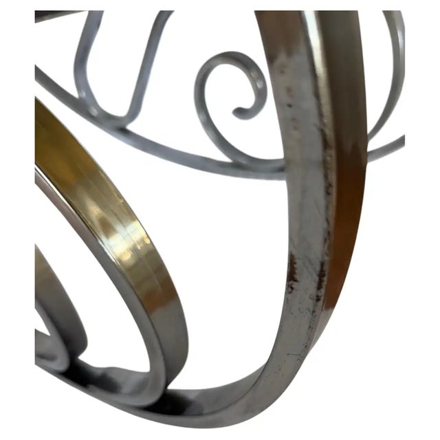 Mid-Century Hollywood Regency Style Polished Nickel Scroll Rocking Chair For Sale - Image 12 of 12