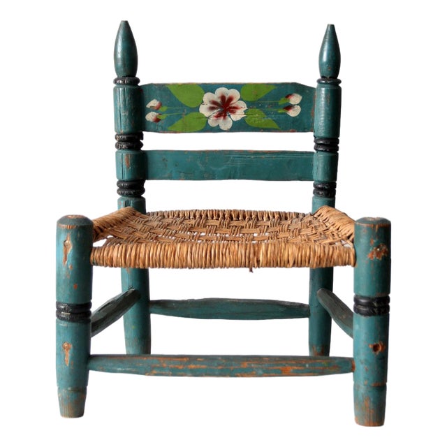 Vintage Mexican Folk Art Child's Chair For Sale