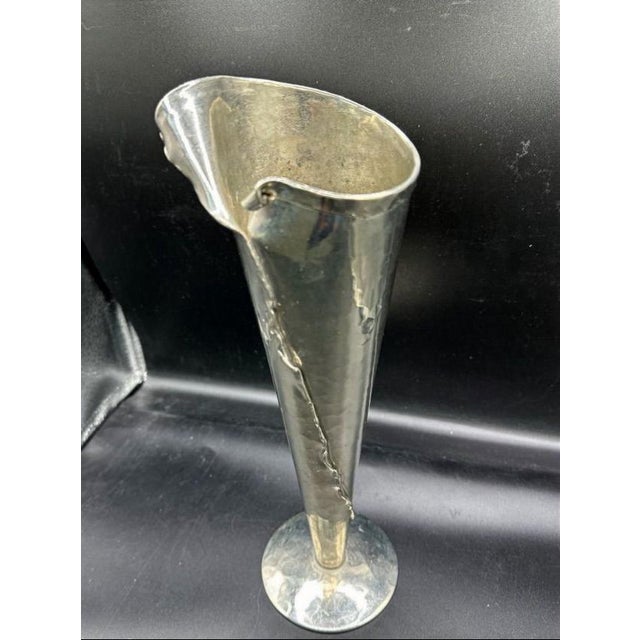 Metal Signed Jean Goardère France Handmade 95% Pewter Calla Lily Vase For Sale - Image 7 of 10