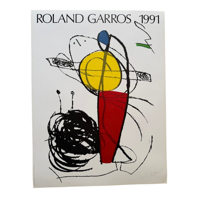 Joan Miró, Roland Garros, 1991, Vintage Poster, Printed in France For Sale