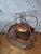 Baroque Hanging Lantern in Acid-Etched Glass and Bordeaux Sheet Metal, 1890s For Sale - Image 3 of 7