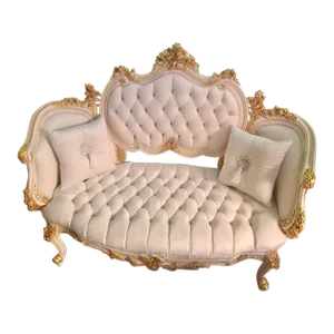 French Rococo Style Tufted White Velvet Settee