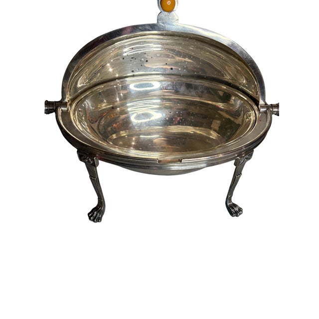 Early 20th Century Vintage Carrington Hotel Silverplate Chafing Dish With Domed Lid & Claw Feet For Sale - Image 5 of 12