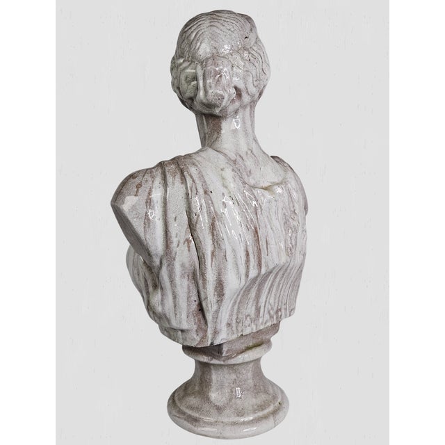 White 19th C. Glazed Terracotta Bust of Diana For Sale - Image 8 of 11