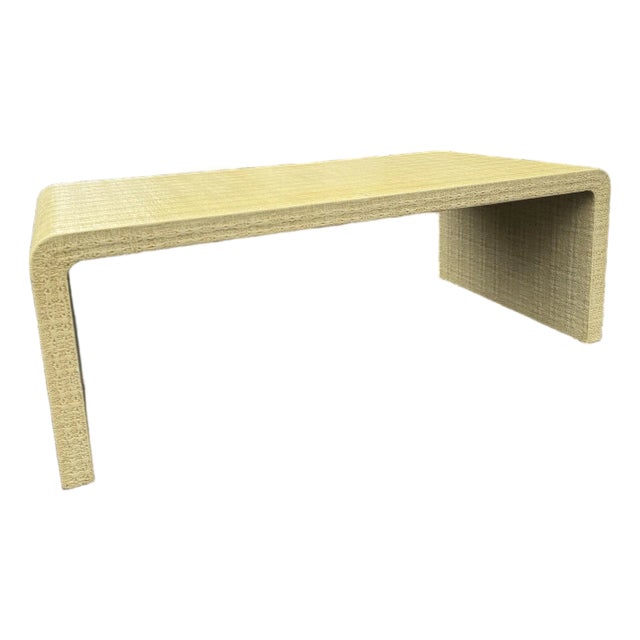 Karl Springer Style Linen Wrapped Coffee Table For Sale
