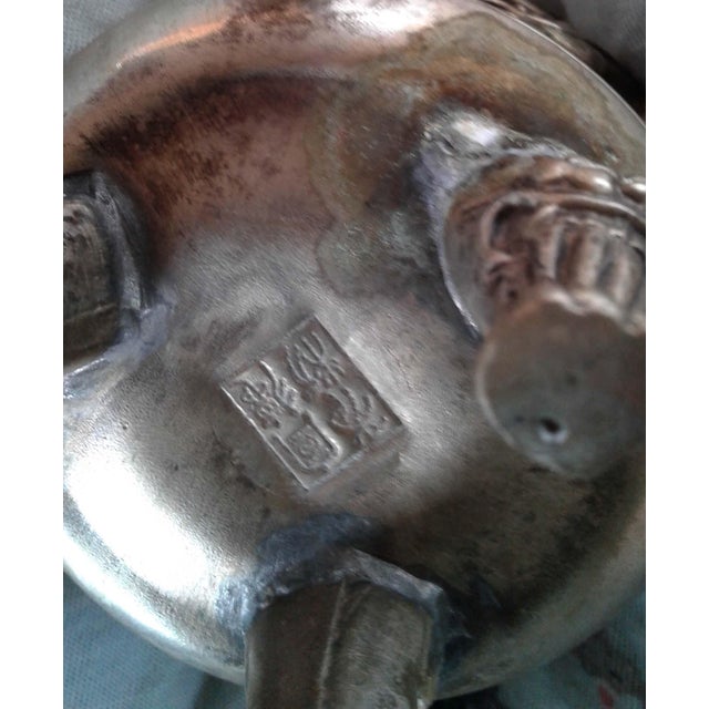 Late 19th Century Late 19th Century Chinese Mixed Metal Dragon & Lion Tripod Teapot For Sale - Image 5 of 5