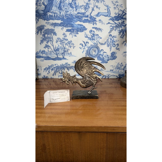 Vintage Gilded Bronze Cocorico Rooster Sculpture by Yves Lohé, 1990 For Sale - Image 13 of 13