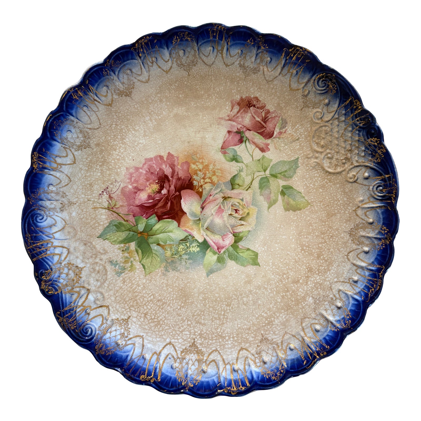 Antique Rose Pattern Plate by Sterling China | Chairish