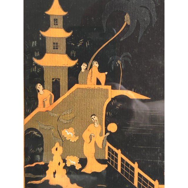 Burnt Orange 1930s French Pochoir Print by Edouard Halouze, Framed For Sale - Image 8 of 12