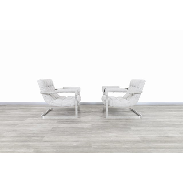 Mid-Century Modern Chrome Scoop Lounge Chairs After Milo Baughman for Thayer Coggin For Sale In Los Angeles - Image 6 of 9