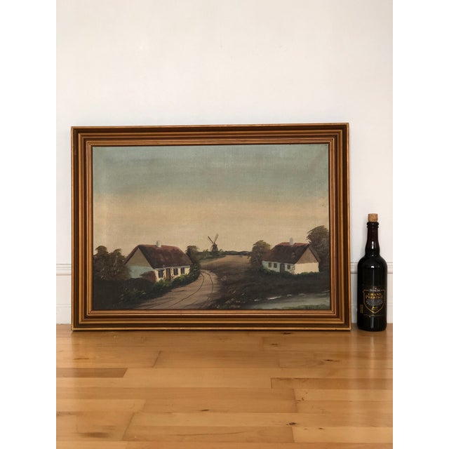 Vintage Original Cottage Oil Painting: Countryside Landscape Art For Sale - Image 10 of 12
