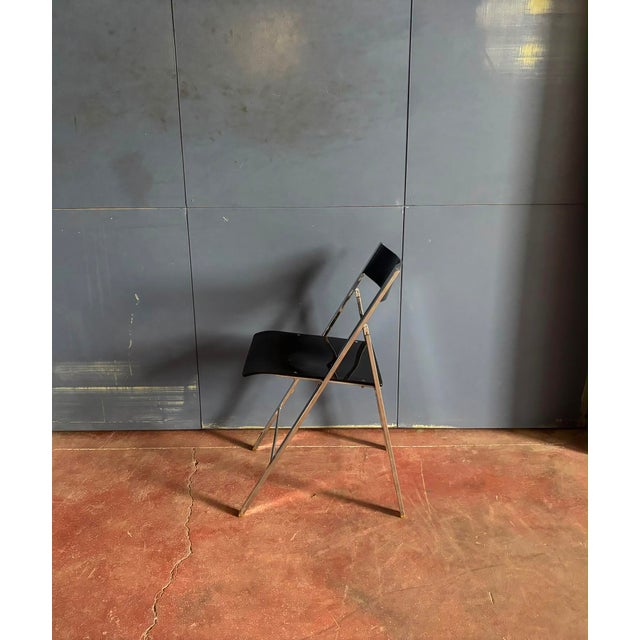 Postmodern Chrome and Acrylic Folding Chairs, 1980s, Set of 6 For Sale - Image 3 of 8