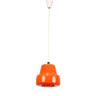 Vintage Orange Glass Pendant Lamp, Czechoslovakia, 1970 For Sale