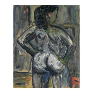 Bay Area Abstract Expressionist Standing Nude From Behind in Oil on Cardboard by Honora Berg For Sale