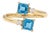 Swiss Blue Topaz Toi Et Moi Ring - Beautiful Engagement Ring for Her Us 7 For Sale