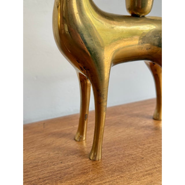 Metal Handsome Solid Brass Reindeer Candlestick Holder Pair For Sale - Image 7 of 9