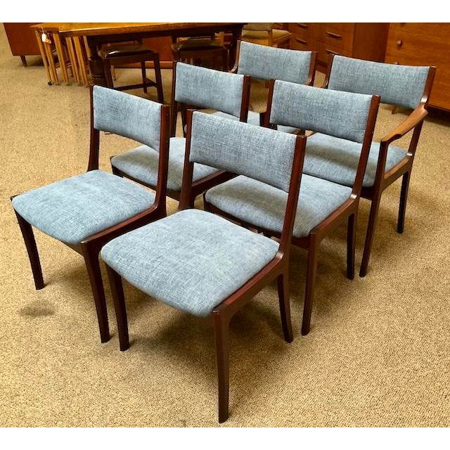 Mid-Century Modern Set of Six Danish Modern Mahogany Framed Dining Chairs by Andels-Möbel-Magasinet, Denmark c.1960 For Sale - Image 3 of 7