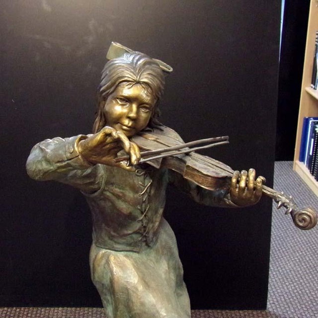 Don Hunt "Minuet" Violin Girl Bronze Sculpture Hand Signed For Sale In Denver - Image 6 of 17