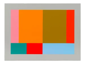 Contemporary Abstract Acrylic/Gouache on Wood Painting "Large Test Pattern 3" by Tom McGlynn