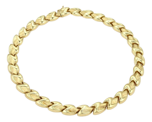 Mid 20th Century Z Shape 14k Yellow Gold Fancy Textured Link Collar Necklace