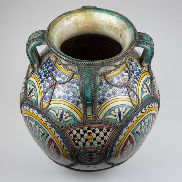 Ceramic Vintage Moroccan Palatial Pottery Vase, 1930s-1950s For Sale - Image 7 of 17