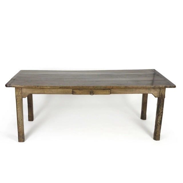 Mid 19th Century English Fruitwood Single Drawer Farm Table For Sale - Image 4 of 11