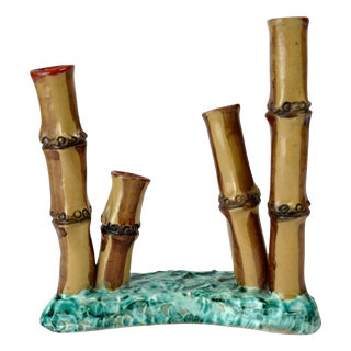 Mid-Century Modern Faux Bamboo and Ceramic Vase, Italian, 1960s For Sale