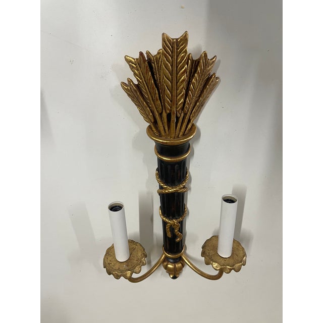 Mid 20th Century Vintage Louis XVI Style Two-Light Electric Wall Sconces--a Pair For Sale - Image 5 of 13
