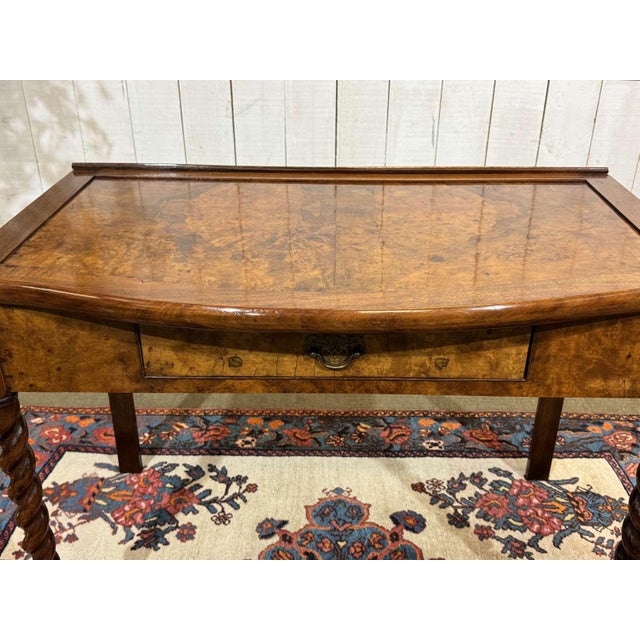 Antique English Burr Walnut Desk, 1900s For Sale - Image 4 of 14