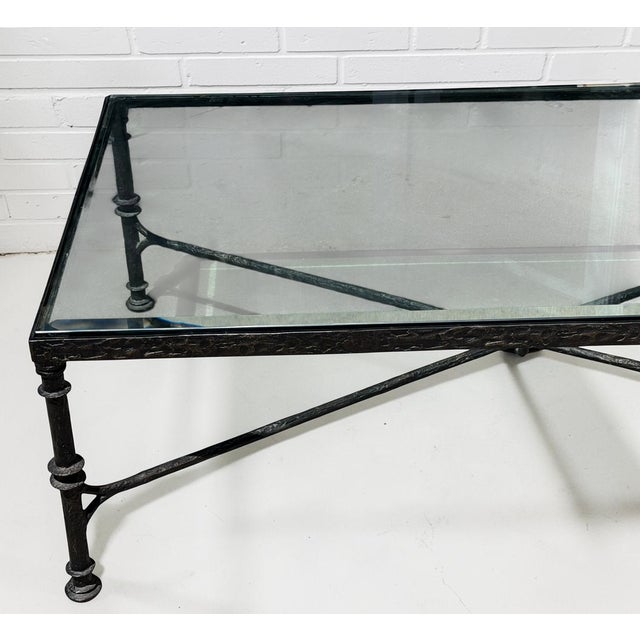 Metal Diego Giacometti Painted Wrought Iron Cocktail Table With Glass by Paul Ferrante For Sale - Image 7 of 7