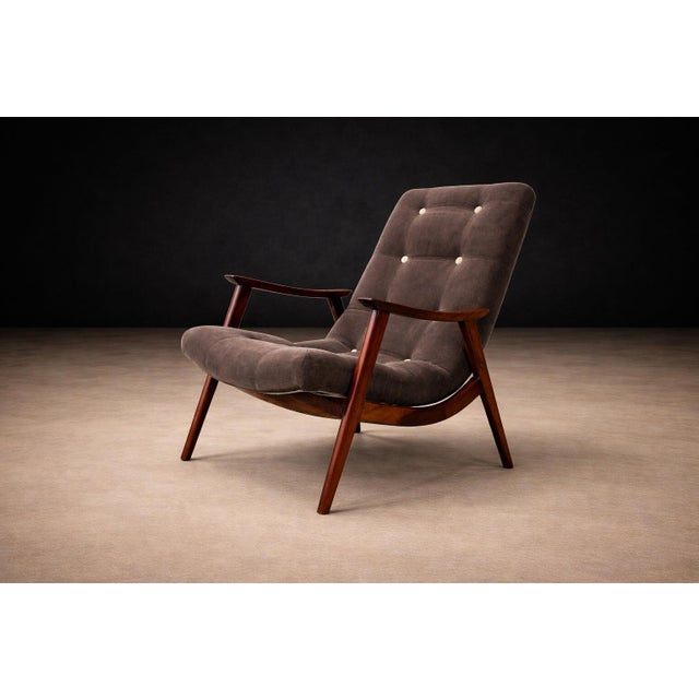 Mid-Century Modern Brazilian Modern Pair of Armchairs in Brazilian Hardwood & Fabric, Gelli, Brazil, 1960s - Lot 508 For Sale - Image 3 of 16