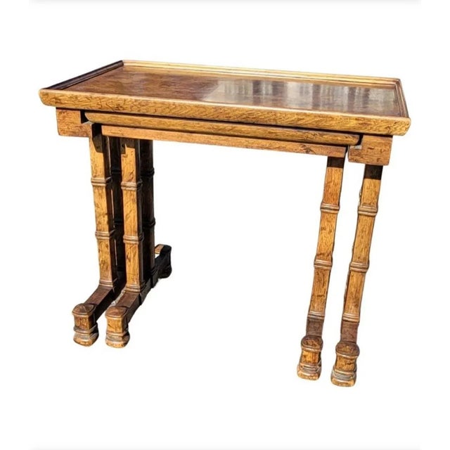 Heritage Pair of 1970s Heritage Furniture Burl Walnut Nesting Tables For Sale - Image 4 of 12