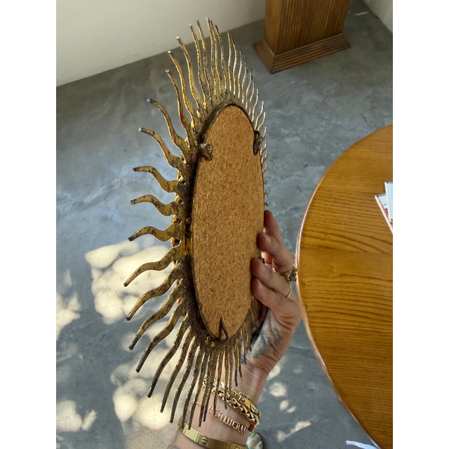 Patinated Gold Sunburst Mirror, 1970s For Sale - Image 17 of 18