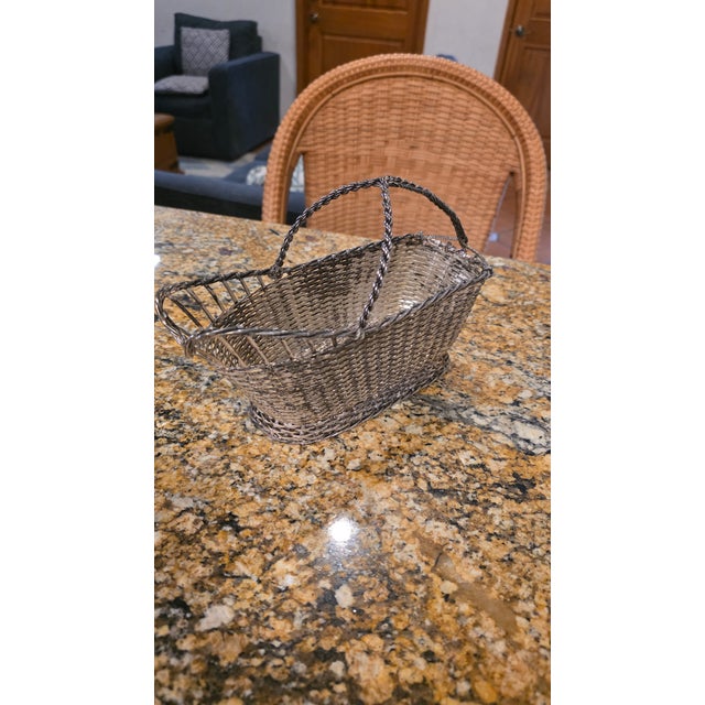 Gallia Vintage French Christofle Gallia Silver-Plated Woven Wine Basket / Bottle Cradle For Sale - Image 4 of 7
