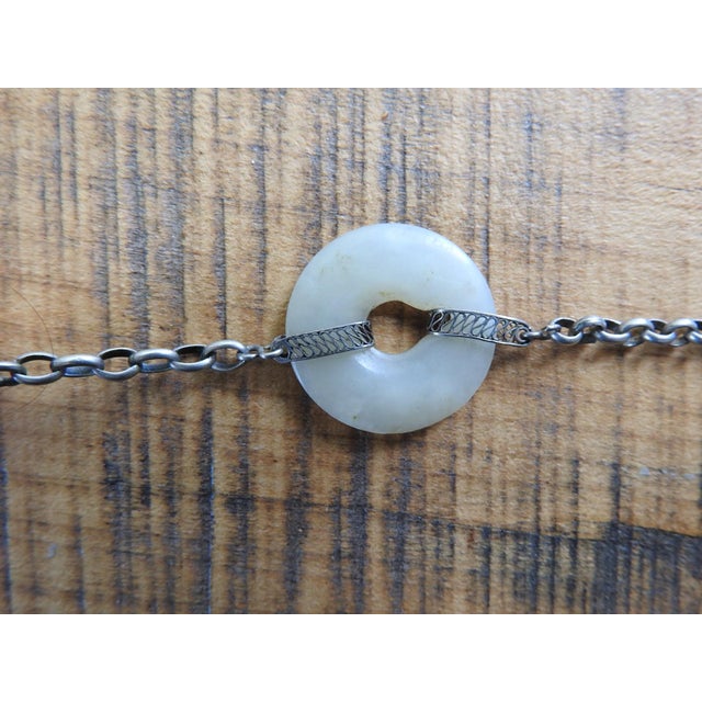 Silverplate Carnelian and White Jade Charm Bracelet For Sale In Seattle - Image 6 of 6