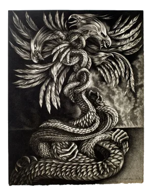 Hydra - Original Lithograph by D. These - Late 20th Century Late 20th Century