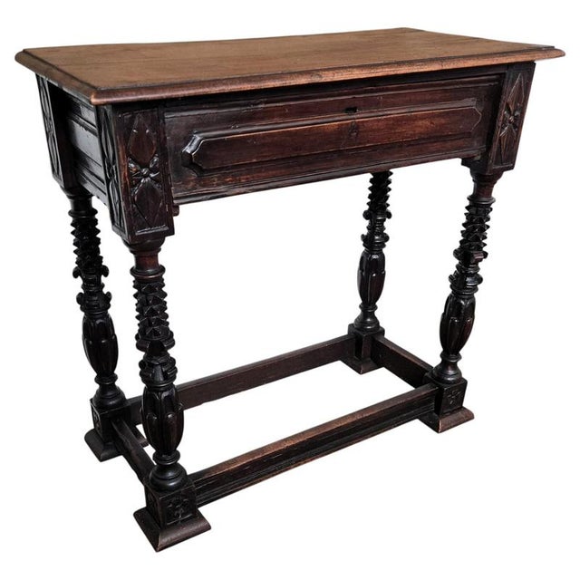 Antique Italian Carved Wood Wall Console Side Table, 1890s For Sale - Image 9 of 9