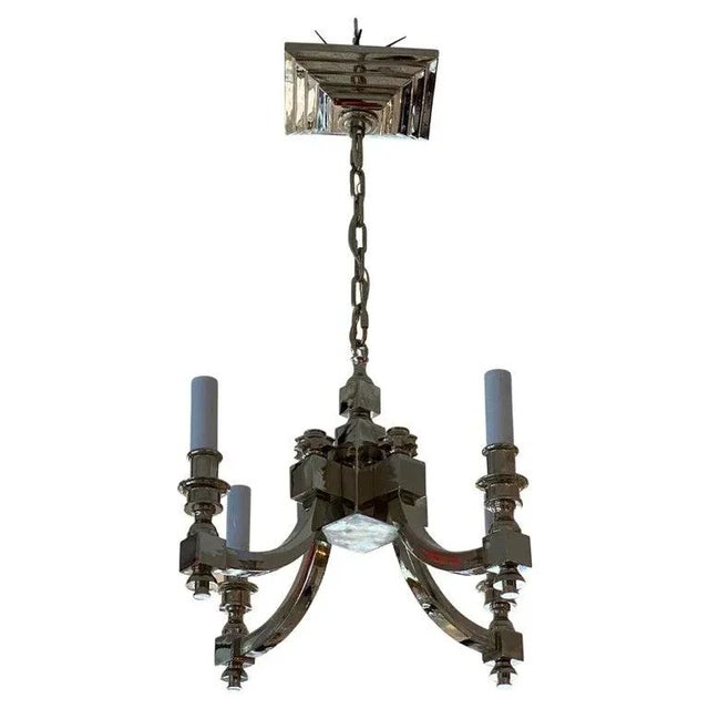 4-Light Chandelier Nickel Plated Georgian Style For Sale - Image 12 of 13