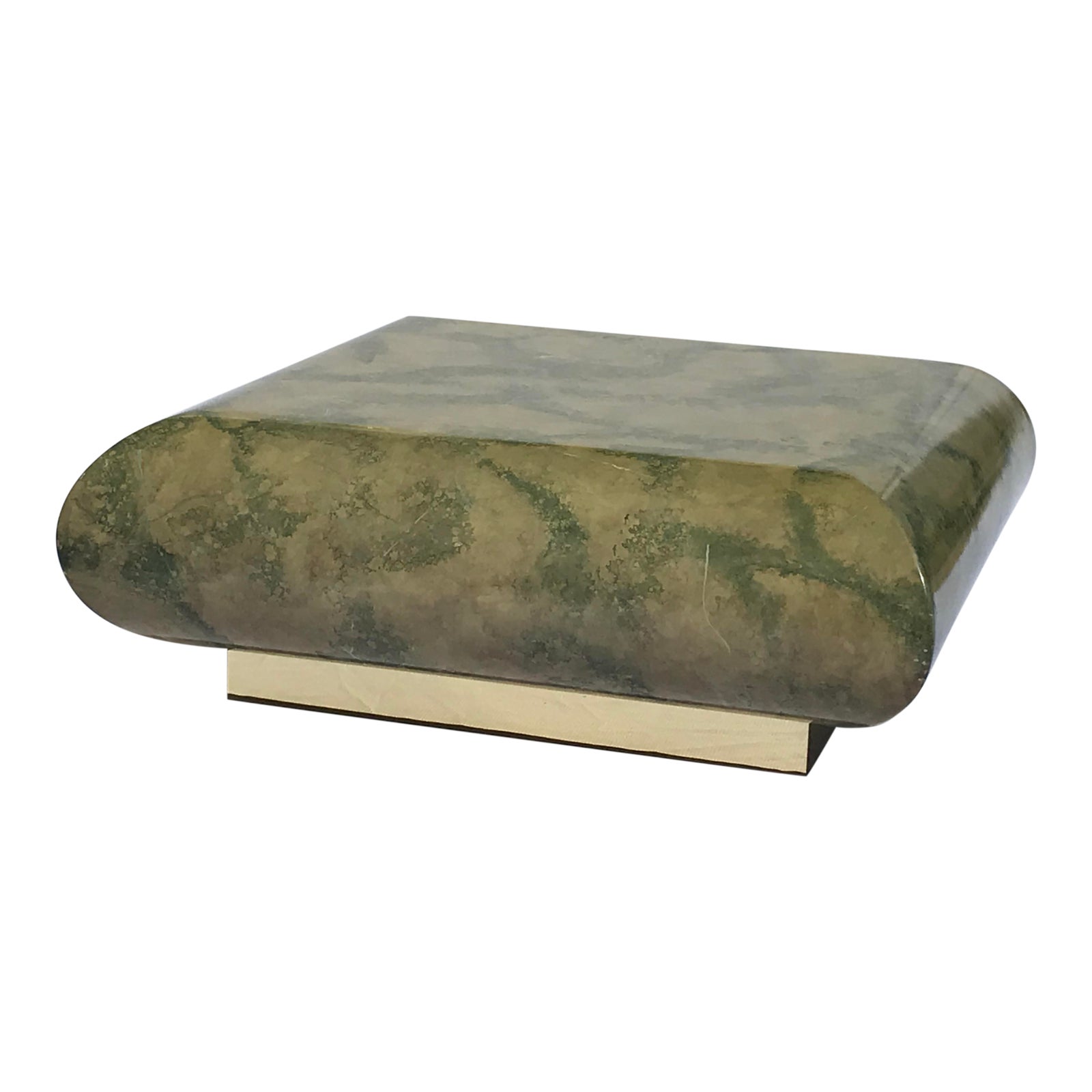 MidCentury Lacquered Faux Green Marble Cocktail Table Chairish