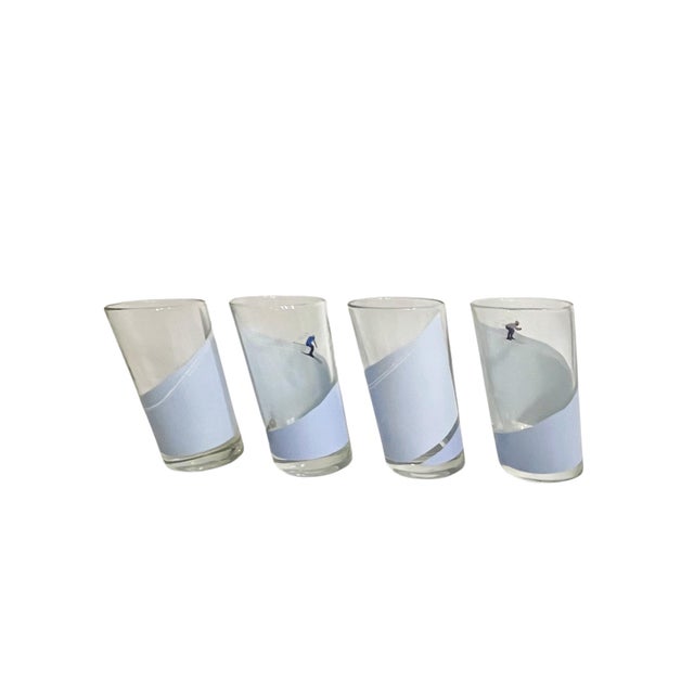 Glass Vintage Italian Alpine Skier Highball Cocktail Glasses – Set of 4 Mid-Century Winter Sports Tumblers For Sale - Image 7 of 7