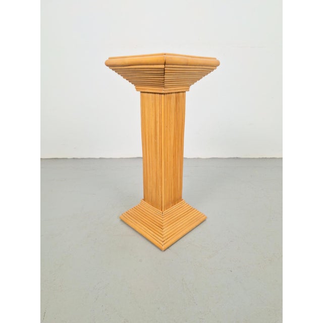 Vintage rattan pedestal, 1980s Vintage pedestal in the style of Vivai del Sud Period: Eighties Measurements: H 62 x W 26 x...
