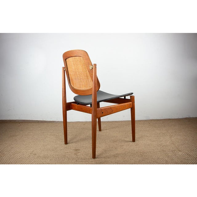 Danish Model FD 187 Chairs in Teak, Cane and Leather by Arne Vodder for France & Son, 1956, Set of 6 For Sale - Image 14 of 18