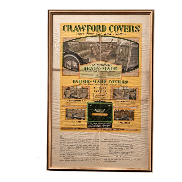 Antique Crawford Covers Framed Advertisement For Sale