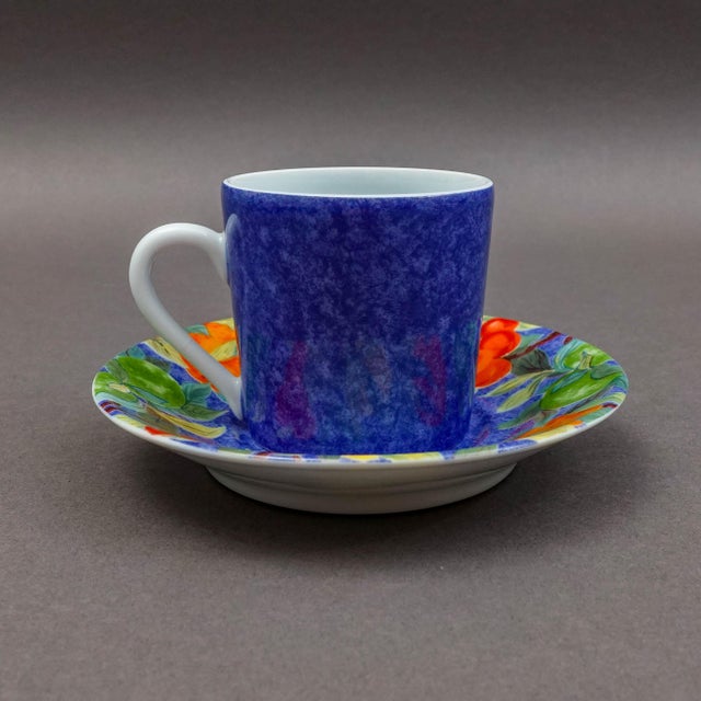 Mid 20th Century Mid 20th Century Laure Japy Paris Limoges Jardin Bleu Fruit Demitasse Cup & Saucer Set- 14 Pieces For Sale - Image 5 of 9